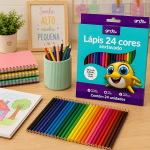 Lápis de Cor Onda 24 Cores Sextavado Escolar