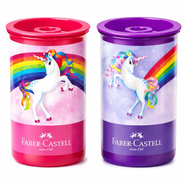 APONTADOR FABER CASTELL 123 DEPOSITO UNICORNIO ROSA E ROXO