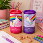 APONTADOR FABER CASTELL 123 DEPOSITO UNICORNIO ROSA E ROXO