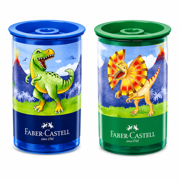 APONTADOR FABER CASTELL DINOSSAURO 123 DEPOSITO VERDE E AZUL