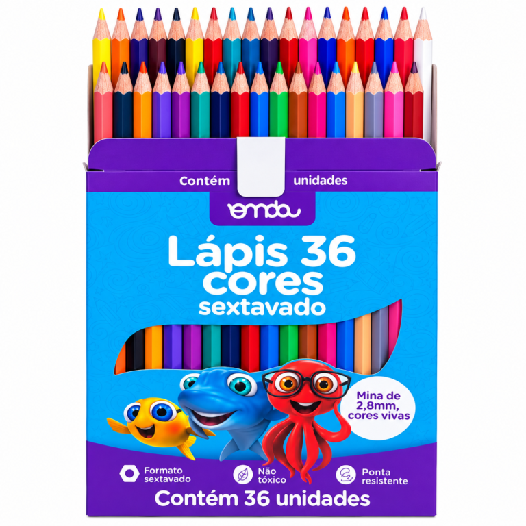 Lápis de Cor Onda 36 Cores Sextavado Escolar