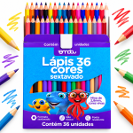Lápis de Cor Onda 36 Cores Sextavado Escolar