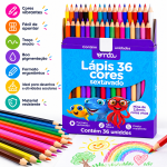 Lápis de Cor Onda 36 Cores Sextavado Escolar