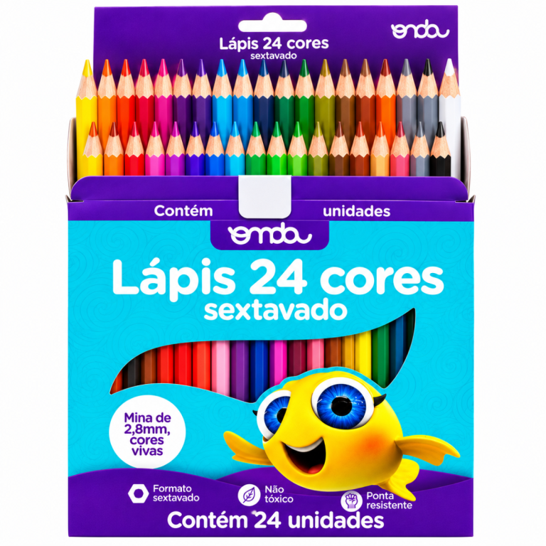Lápis de Cor Onda 24 Cores Sextavado Escolar