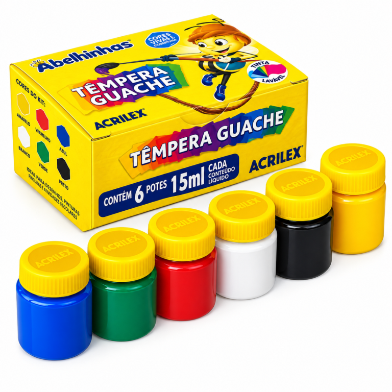 Têmpera Guache Acrilex 6 Cores Escolar