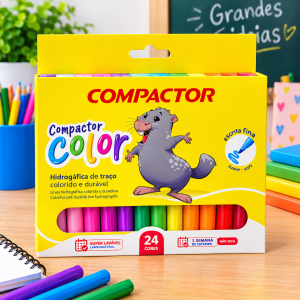 Canetinhas Hidrocor Compactor Color com 24 Cores