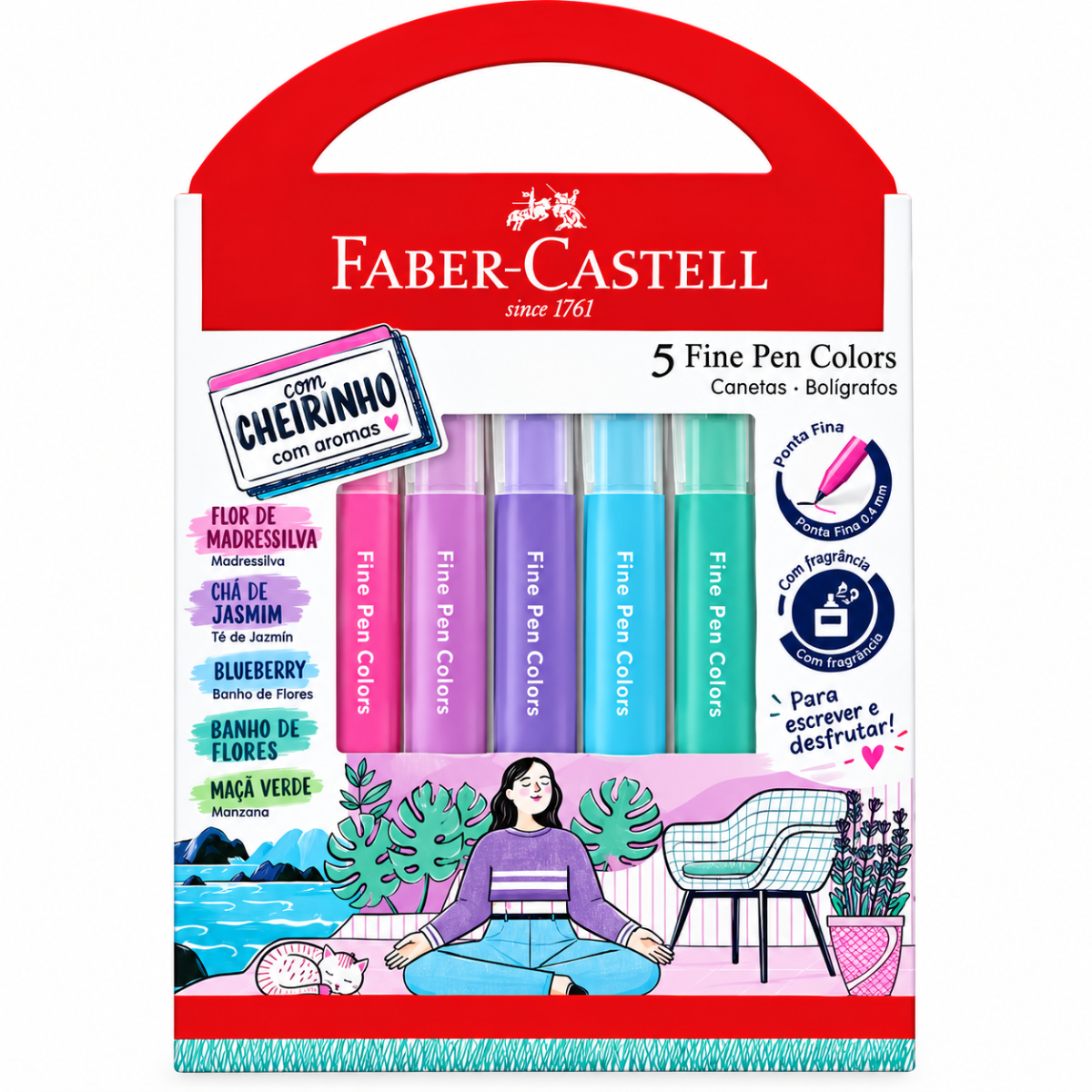 CANETA FABER CASTELL FINE PEN 5C CHEIRINHO ES5RRZF