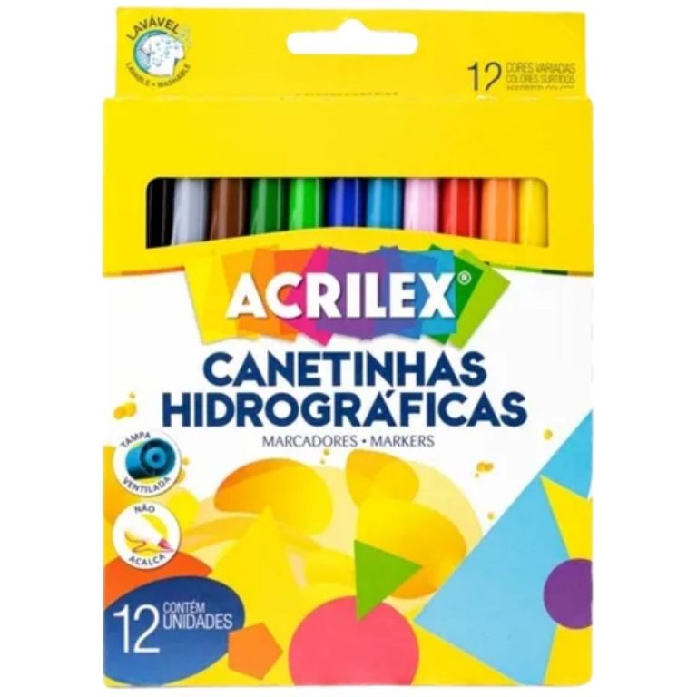 Canetinha Hidrográfica Acrilex 12 Cores