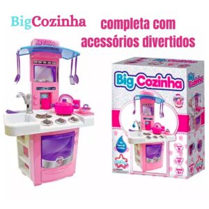 Cozinha Infantil Menina Completa Pia Fogão Forno Sai Água